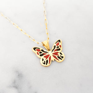 Top view of the butterfly pendant, highlighting its stunning shape and intricate design.
